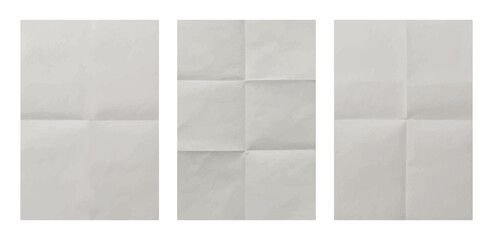 Folded white paper texture set, clean creased sheet background, minimal realistic mockup surface isolated for design