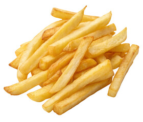 Golden French fries on a transparent background