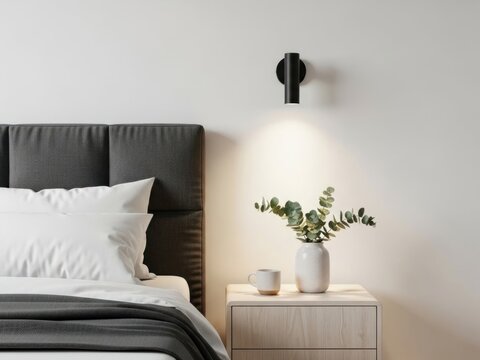 Modern bedroom sconce lighting isolated on white background