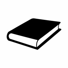 Simple Black and White Illustration of a Closed Book on White Background