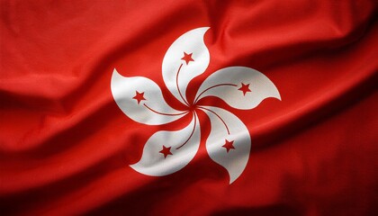 Close Up Of Waving Hongkong Flag