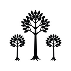 Obraz premium Three Trees Silhouette Illustration Nature Forest EcoFriendly Design
