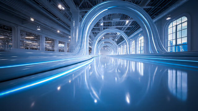 Couloir dans un batiment futuriste