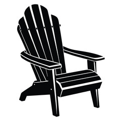Adirondack Chair Back View Silhouette Black and White Vector for Furniture Assembly Guides and Exterior Design