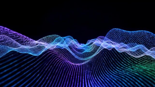 Blue futuristic waveform lines technology background