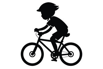 Obraz premium Kid on a Bicycle Silhouette, Simple Outlined Vector Illustration of Youth and Mobility