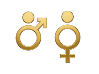 Gender symbols representing male and female isolated on transparent background