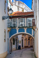 Historic tiled arch in Leiria Portugal