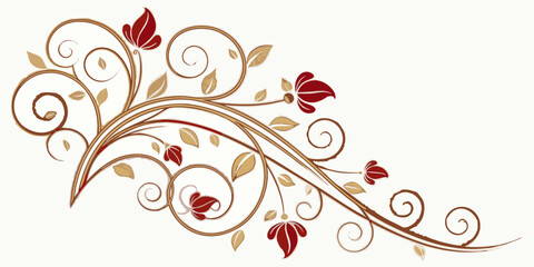 Elegant floral swirl design, vector