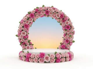 Elegant floral archway with pink roses