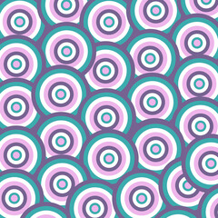 Fototapeta premium Seamless Concentric Circle Pattern in Purple, Teal and Pink Retro Style