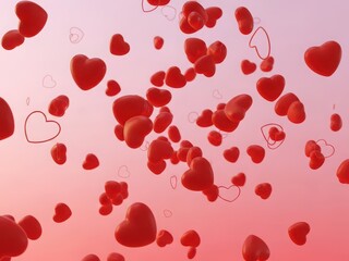 Floating hearts in a soft glow