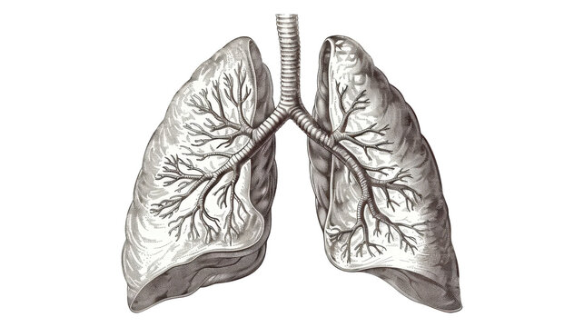 Vintage human lungs anatomical engraving illustration isolated on a transparent background