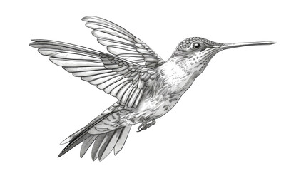 Obraz premium Hand-drawn hummingbird illustration in vintage engraving style isolated on a transparent background