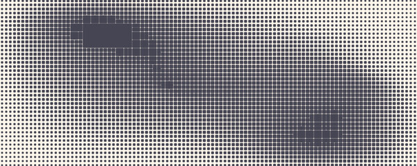 Modern Halftone Checkered Pattern Vector Rounded Square Dots Horizontal Smooth Curved Border Black Abstract Background. Chequered Subtle Pop Art Texture. Vector Checkered