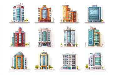 Obraz premium Buildings Icons Set on White Background 