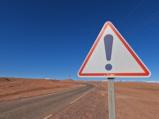 Warning Road Sign With Exclamation Mark