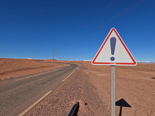 Warning Road Sign With Exclamation Mark