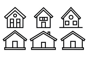 Fototapeta premium Minimalist home and building icons in vector line art, clean symbols for website UI and architectural floor plans