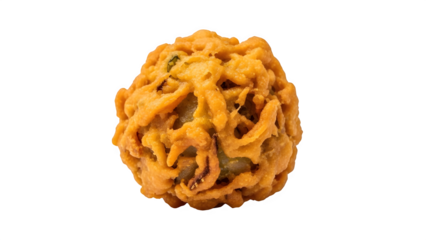 Delicious crispy onion bhaji fritter isolated on transparent background