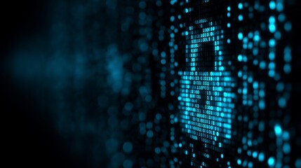 Digital binary code padlock cyber security background