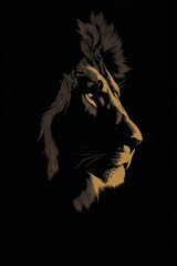 The dark silhouette of a regal lion, symbolizing strength and leadership
