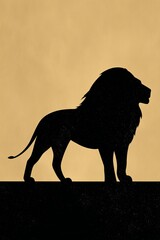 Silhouette of a majestic proud lion, leadership concept