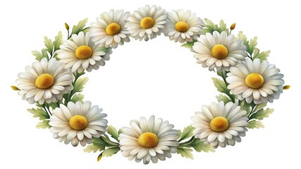 Elegant Daisy Floral Wreath Illustration for Wedding Invitation Design Element