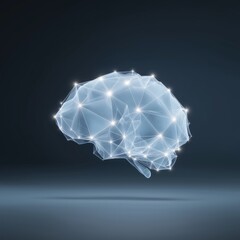 Obraz premium Futuristic digital brain with network connections on dark background