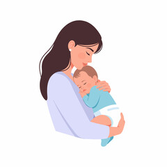 Obraz premium Mother holding newborn baby love and care.