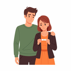 Obraz premium Couple with pregnancy test surprised woman supportive man.