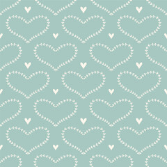 Botanical heart seamless pattern. Minimal seamless pattern with leafy heart shapes in flat vector style.