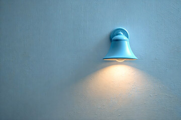 Blue wall-mounted light fixture illuminating textured wall, casting soft shadows, enhancing the ambiance of the room with a modern and stylish design concept