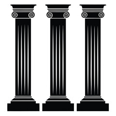 Historical Three Column Architecture Silhouette Symbolizing Culture and Ancient Civilization