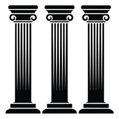 Obraz premium Classic Greek Architectural Column Silhouette Set Standing for Heritage and Strength