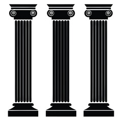 Obraz premium Ancient Architectural Three Column Silhouette for Cultural Heritage and Historical Context