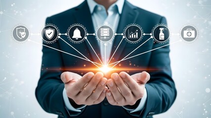 Business Assurance and Security Technology with icons representing data protection and safety measures