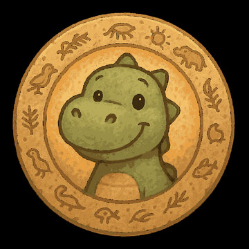 Pi&egrave;ce dor&eacute;e dinosaure &ndash; style enfant