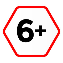 Red Hexagon 6 Plus Age Restriction Content Rating Icon
