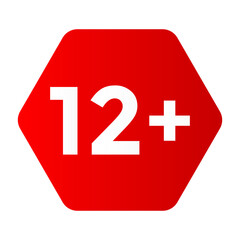 Red Hexagon 12 Plus Age Restriction Rating Symbol