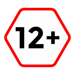 Official 12 Plus Age Restriction Symbol Hexagon Icon