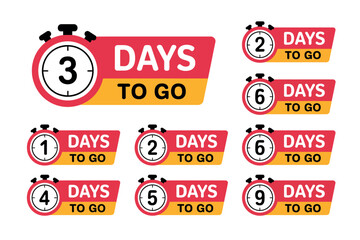 A countdown timer graphic with days to go labels and varying numbers