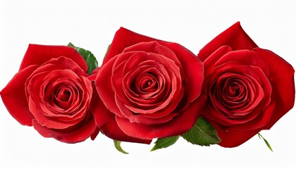 Obraz premium Three Red Roses Isolated On Transparent Background