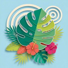 Colorful vector art of summer leaves. 