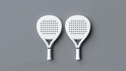 Minimalist padel racket and ball design on gray background. Mockup