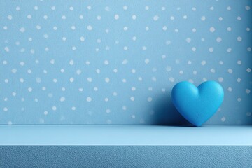 Blue Heart on Polka Dot Background