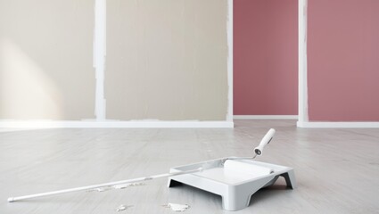 Interior design concept with uneven wall texture and color swatches