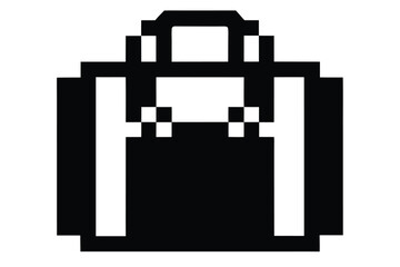 Simple black silhouette of a pixelated inventory bag, vector icon for retail and business