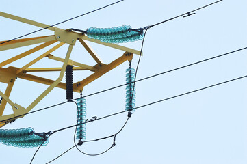 insulators on a high-voltage network line