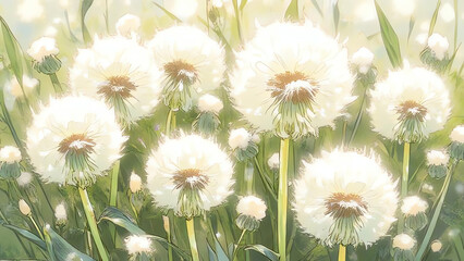 Dandelions in a field